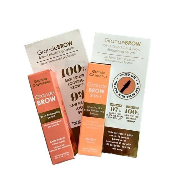 Grande Brow Brow Serum and Tinted Gel Deluxe Size Bundle 0.03oz./1ml, NWB - Picture 1 of 2
